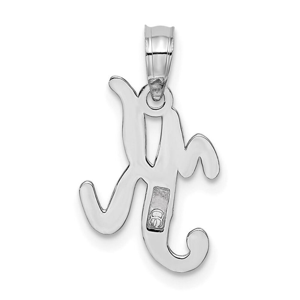 10k White Gold Polished K Script Initial Charm - image 4
